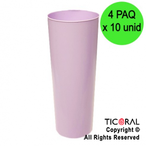 VASO TRAGO LARGO PP KV LILA PASTEL 280CC (4 pack x 10 unid)